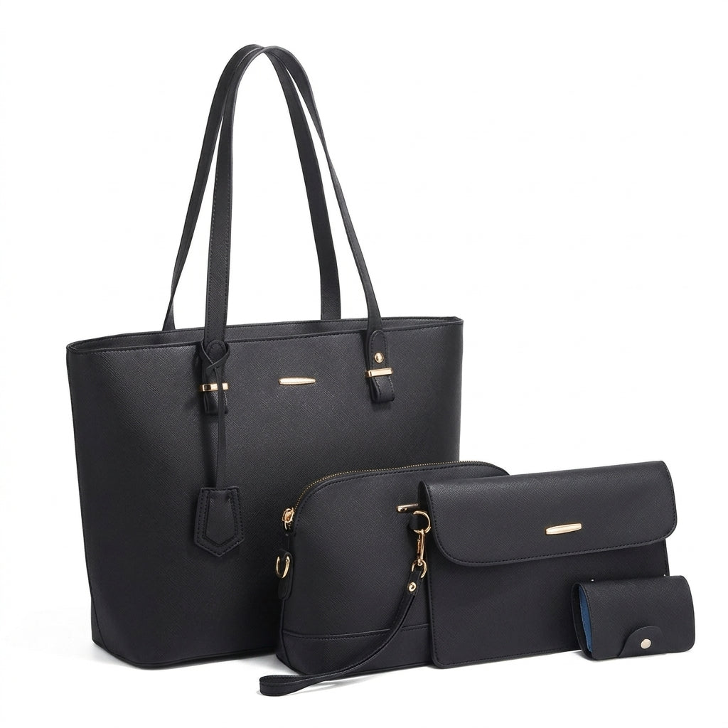 4 Piece Women Fashion Tote Handbag & Shoulder bag Combo